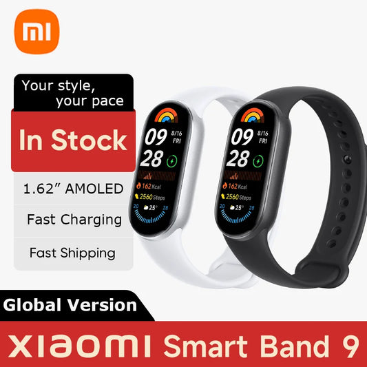 Global Version Xiaomi Smart Band 9 Smart Wristband Mi Band 9 Smart Bracelet 1.62" AMOLED Screen Health Monitoring 21-day Battery