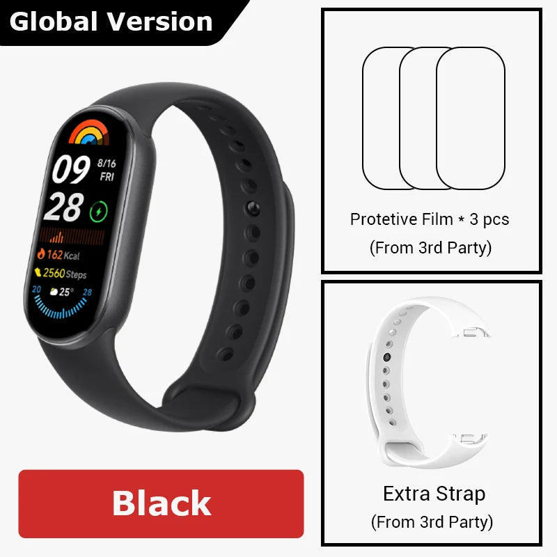 Global Version Xiaomi Smart Band 9 Smart Wristband Mi Band 9 Smart Bracelet 1.62" AMOLED Screen Health Monitoring 21-day Battery