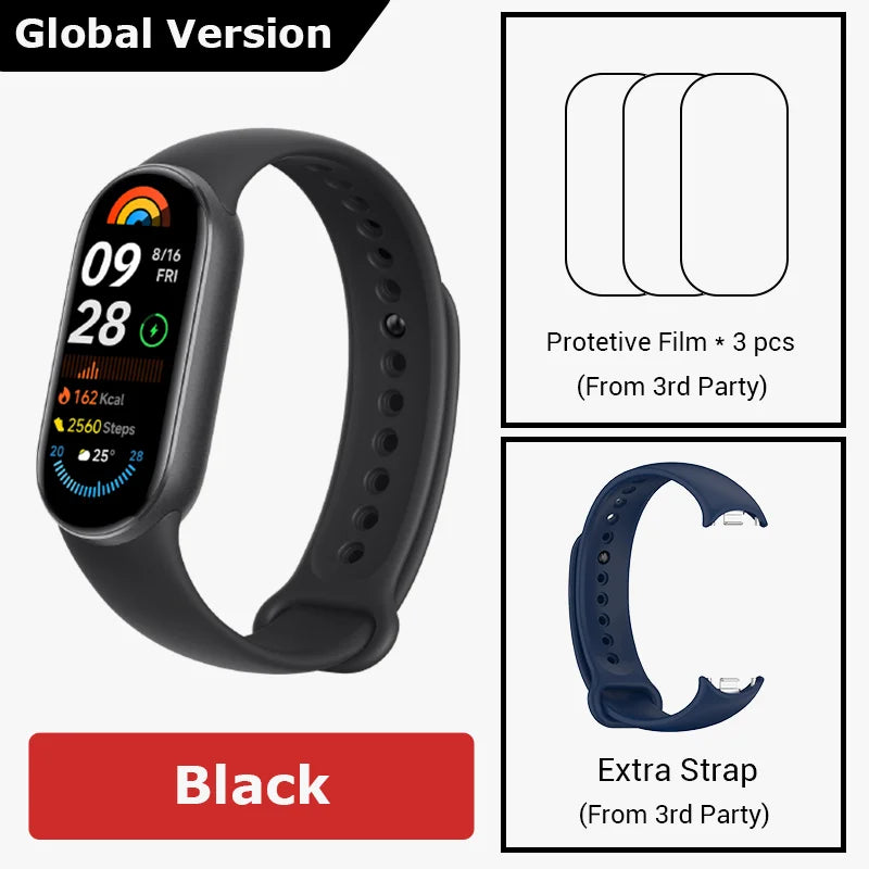 Global Version Xiaomi Smart Band 9 Smart Wristband Mi Band 9 Smart Bracelet 1.62" AMOLED Screen Health Monitoring 21-day Battery